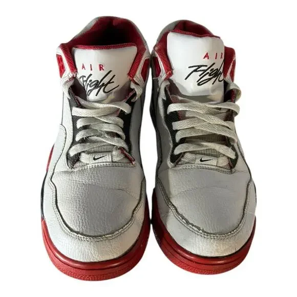 Nike Air Flight Legacy Mens Size 10 White Red Athletic Basketball Shoes Sneakers
